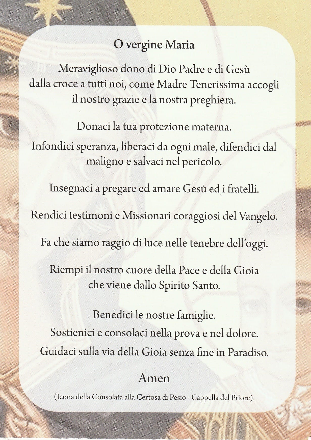 Preghiera alla Vergine Maria