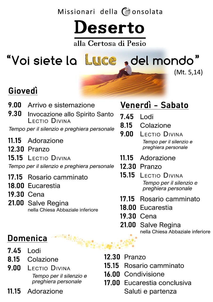 Programma Deserto Certosa 2025